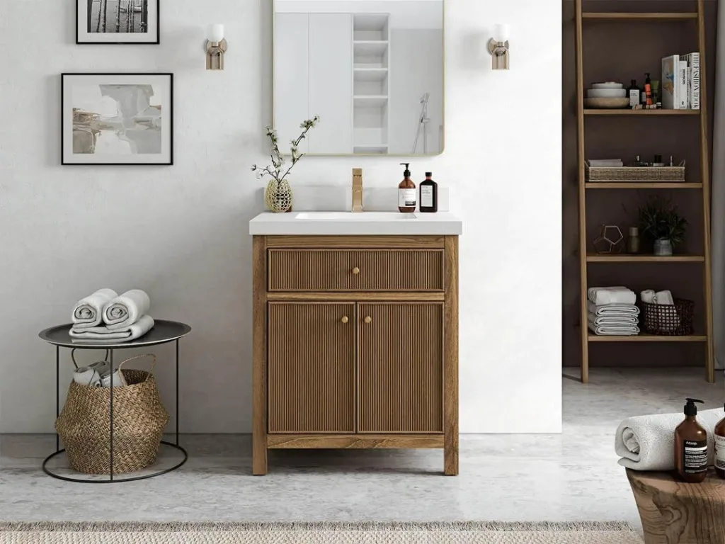 Willow “Sonoma” solid-teak reeded vanity