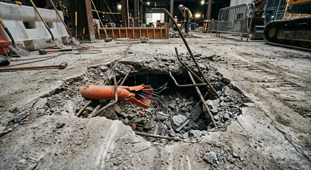 Striking an electrical conduit or post-tension cable during renovation can result in tens of thousands of dollars in emergency repairs