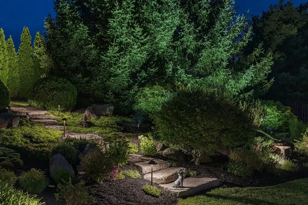 The Landscape-First Estate: Lit Pathways & Glowing Trees