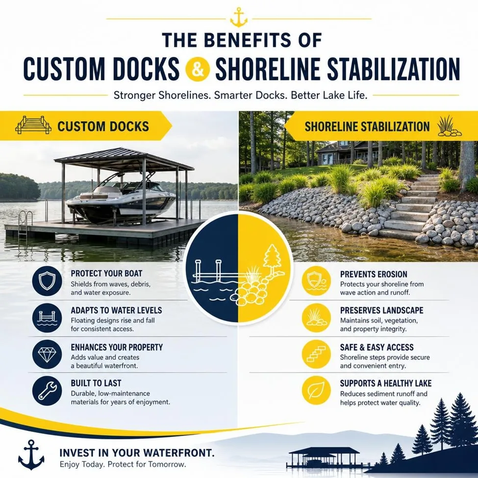 Enhancing Waterfront Properties with Custom Docks and Shorelines