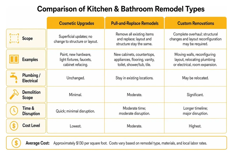 Cosmetic, Pull-and-Replace, and Custom Renovation Scope