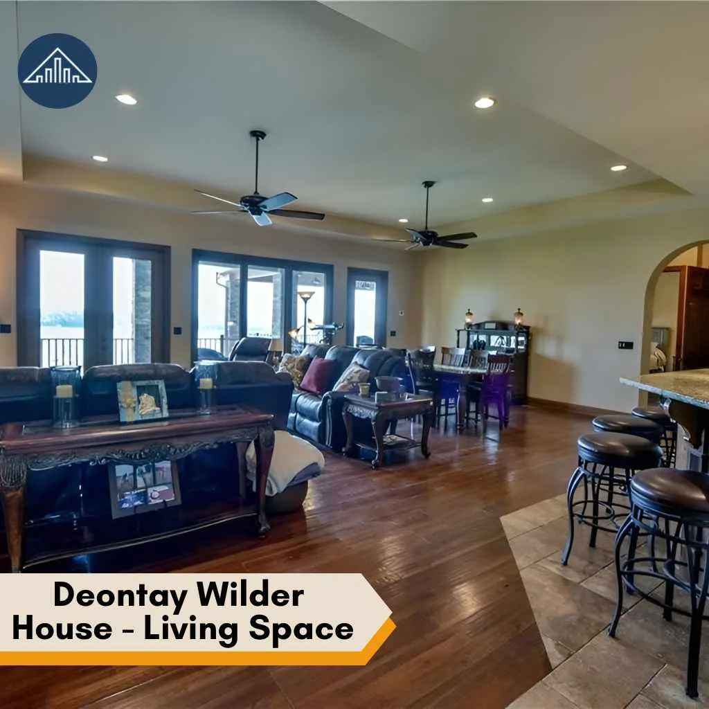 An open concept living and dining area located inside the sprawling deontay wilder house estate.