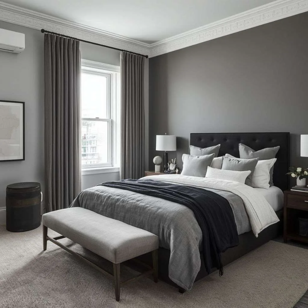15 Grey Bedroom Ideas to Transform Your Space 9 The Monochromatic Grey Layered Look