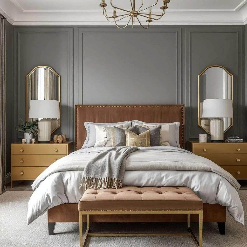 15 Grey Bedroom Ideas to Transform Your Space 10 Grey and Gold Luxury Vibes