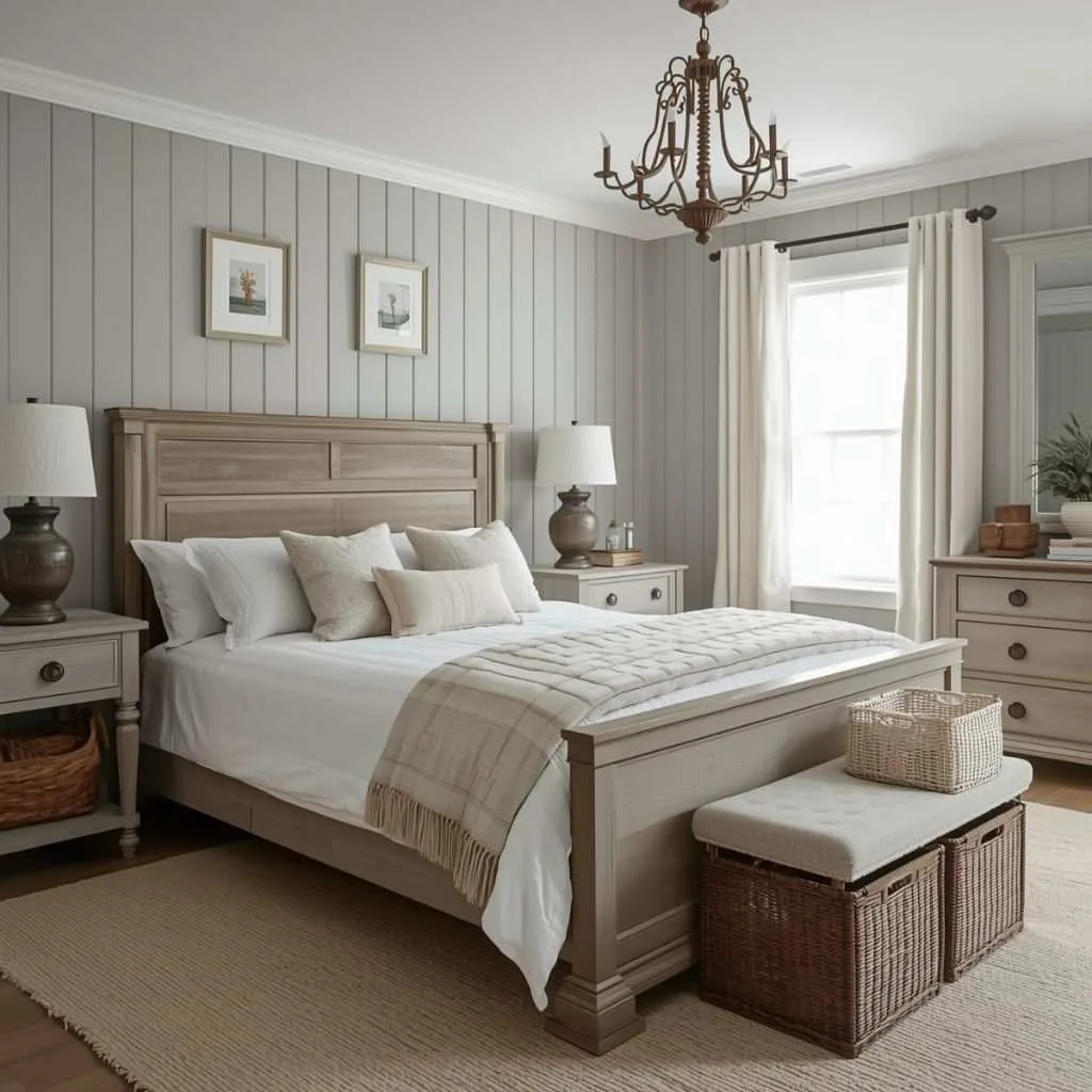 15 Grey Bedroom Ideas to Transform Your Space 11 Light Grey Farmhouse Charm