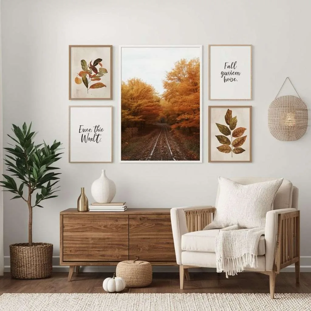 15 Fall Bedroom Decor Tips to Make Your Space Feel Cozy and Beautiful 13 Hang Autumn-Inspired Wall Art