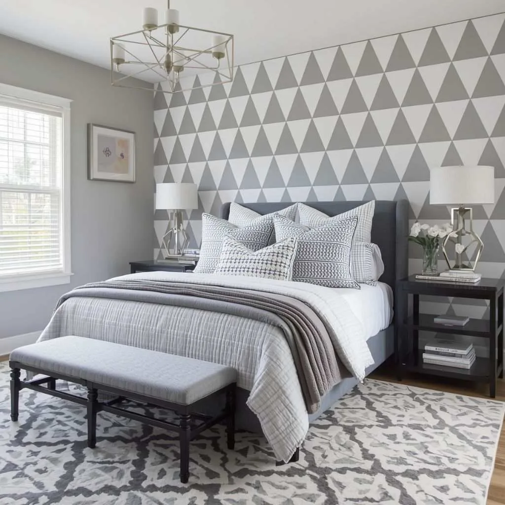 15 Grey Bedroom Ideas to Transform Your Space 15 Grey and White Geometric Modern Look