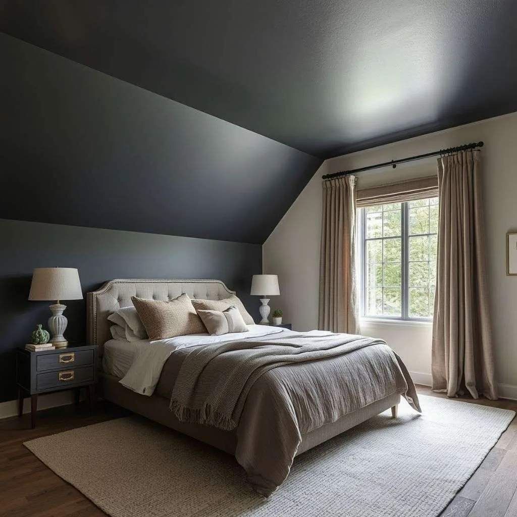 15 Grey Bedroom Ideas to Transform Your Space 16 Dark Grey Ceiling for a Dramatic Touch