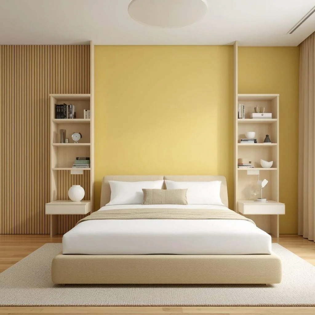 15 Yellow Bedroom Interior Design Ideas to Brighten Your Space 10 Minimalist Yellow Bedroom with Clean Lines