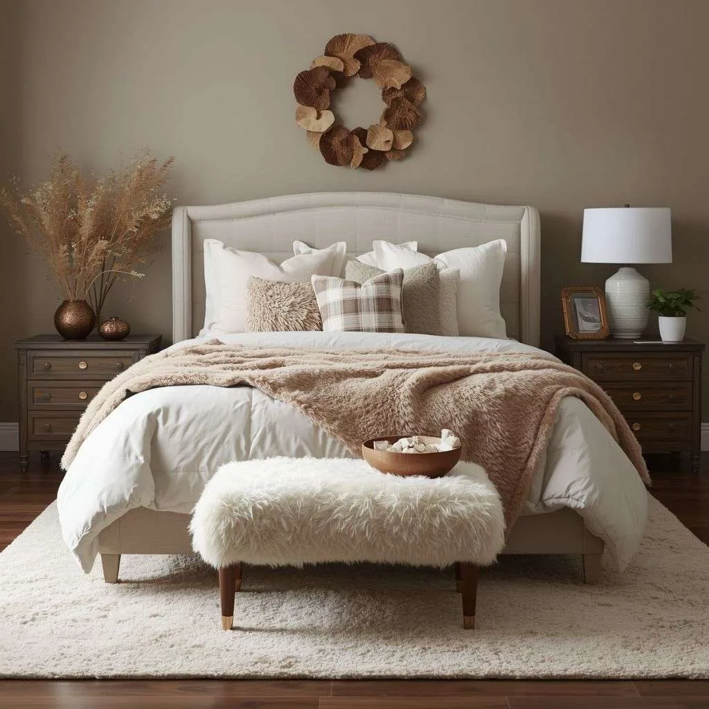 15 Fall Bedroom Decor Tips to Make Your Space Feel Cozy and Beautiful 14 Bring In a Faux Fur or Sherpa Accent Piece