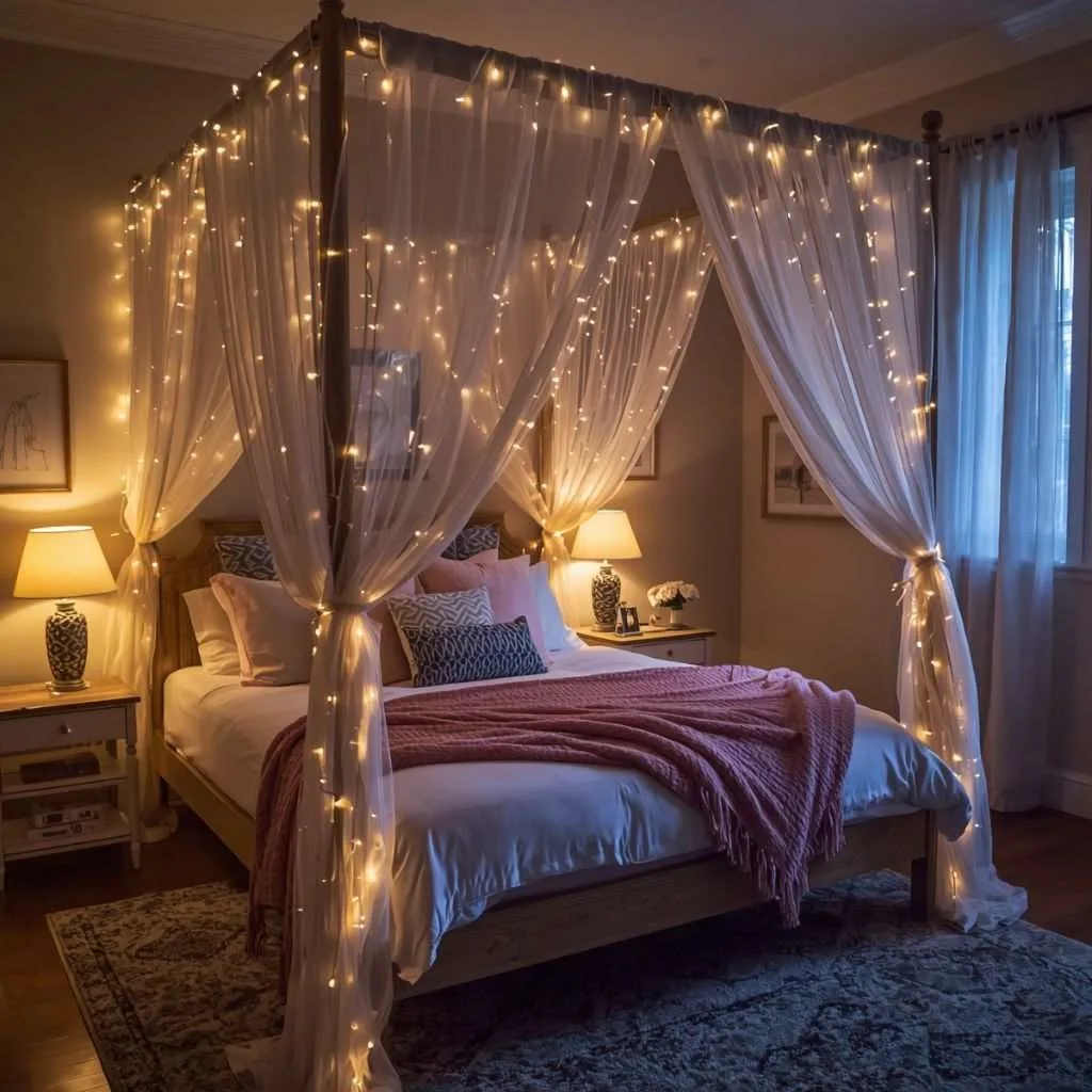 17 Teen Girl Bedroom Ideas That Will Make You Obsessed With Your Own Space 2 Dreamy Fairy Light Canopy Bed