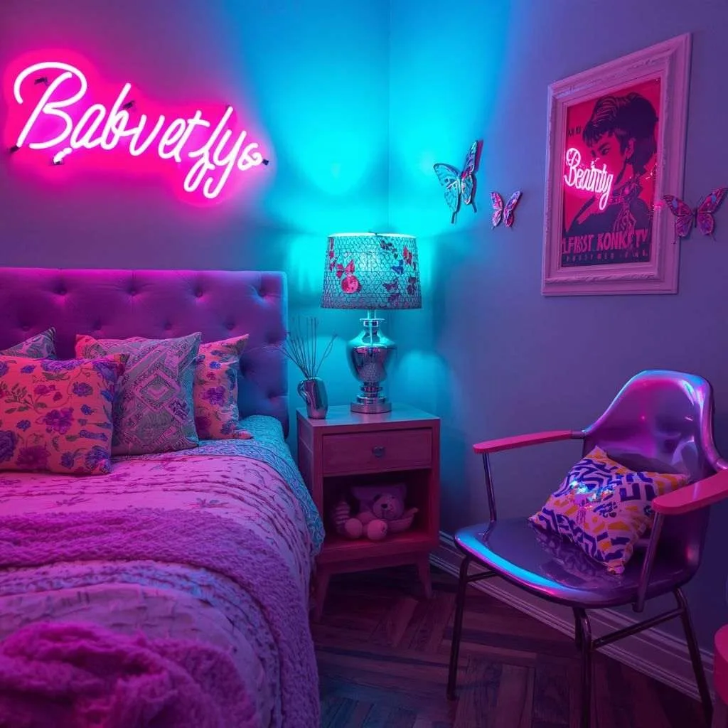 17 Teen Girl Bedroom Ideas That Will Make You Obsessed With Your Own Space 10 Neon Lights and Y2K Vibes