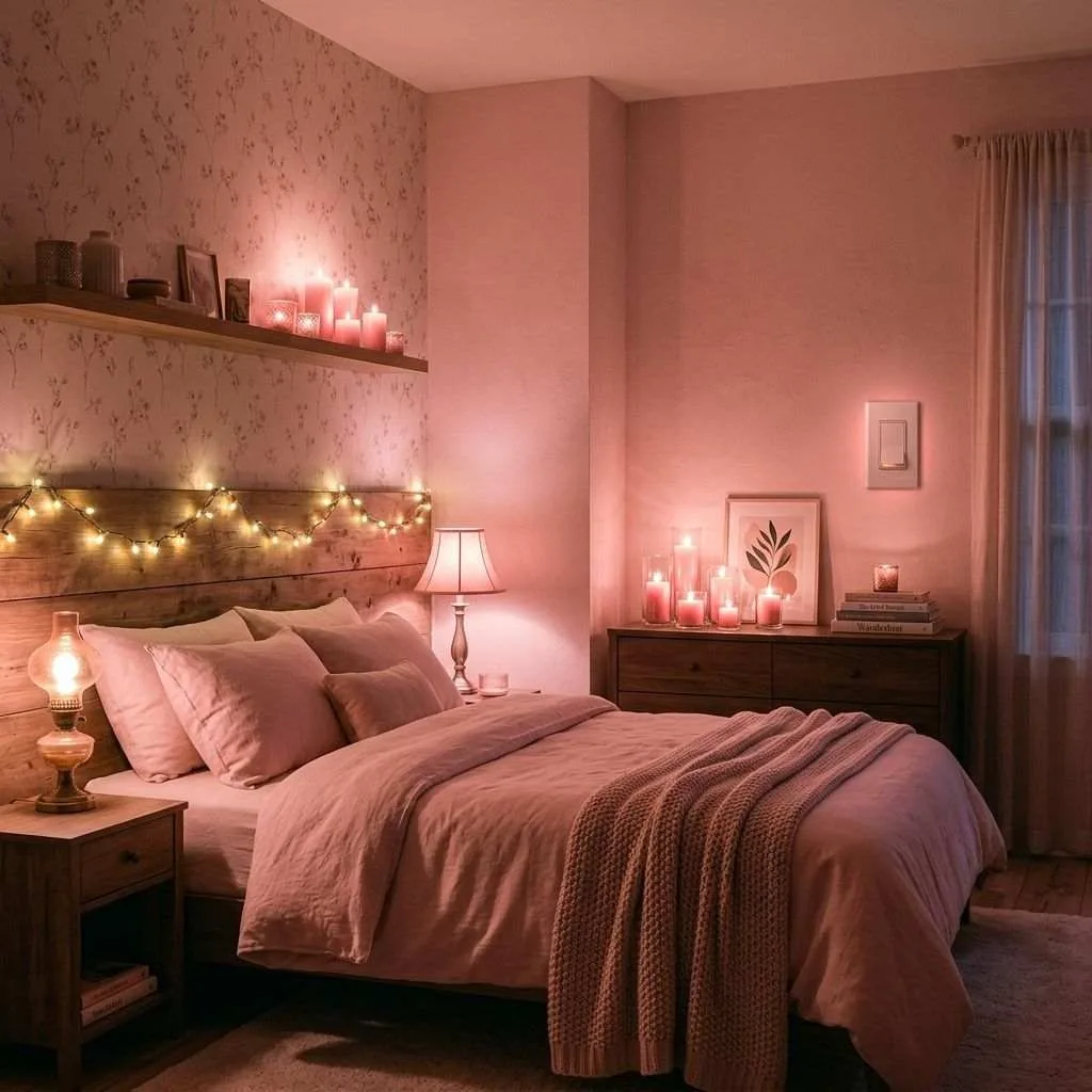 15 Feminine Women Bedroom Ideas to Transform Your Space 12 Romantic Ambient Lighting with Dimmers and Candles