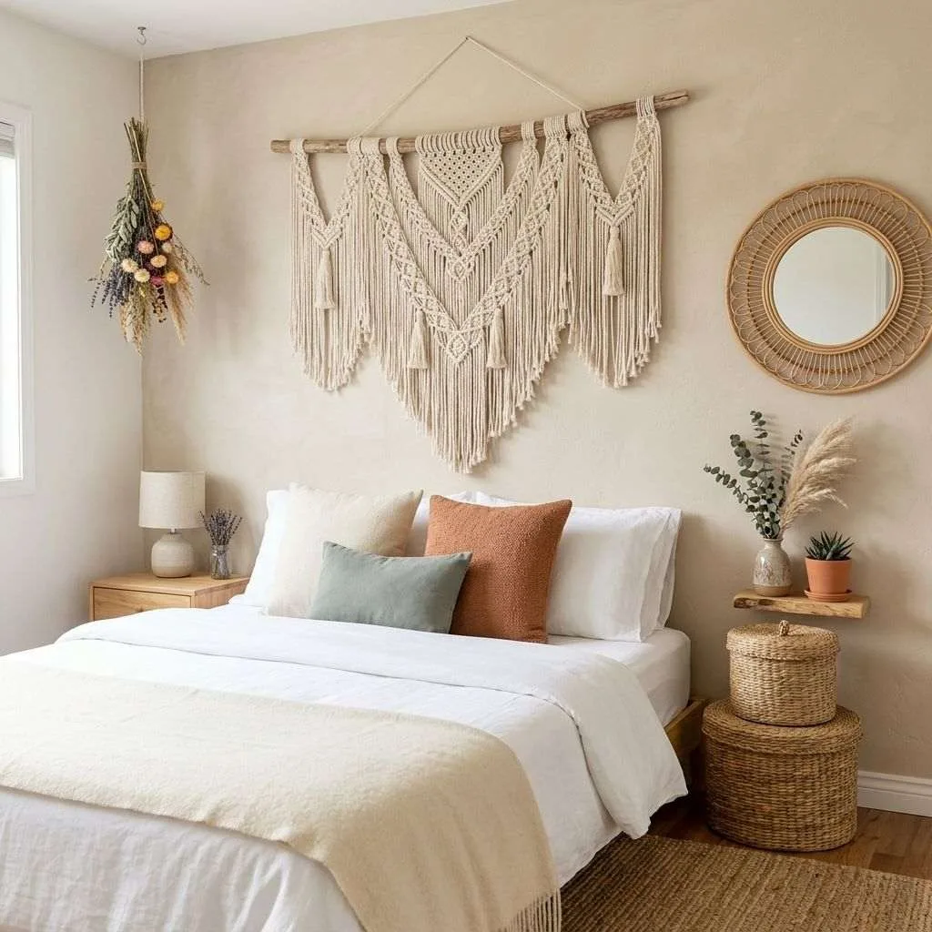 15 Feminine Women Bedroom Ideas to Transform Your Space 16 Boho-Chic Macramé and Woven Wall Hangings