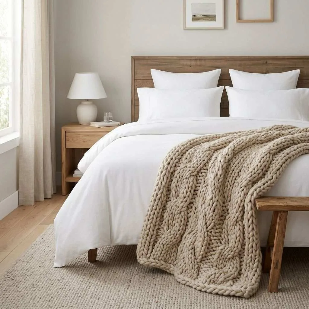 Add a Chunky Knit Throw Blanket