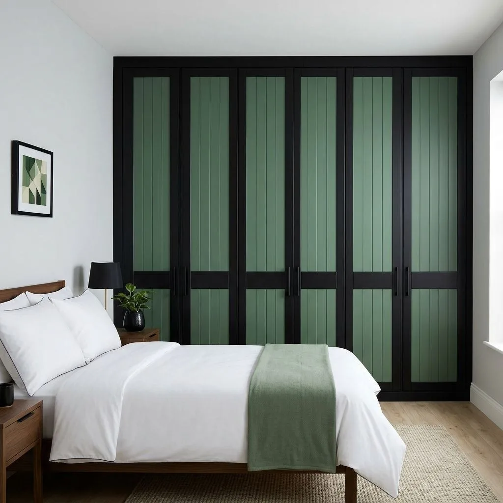 16 Green and Black Bedroom Ideas to Transform Your Space 11 Two-Tone Green and Black Wardrobe