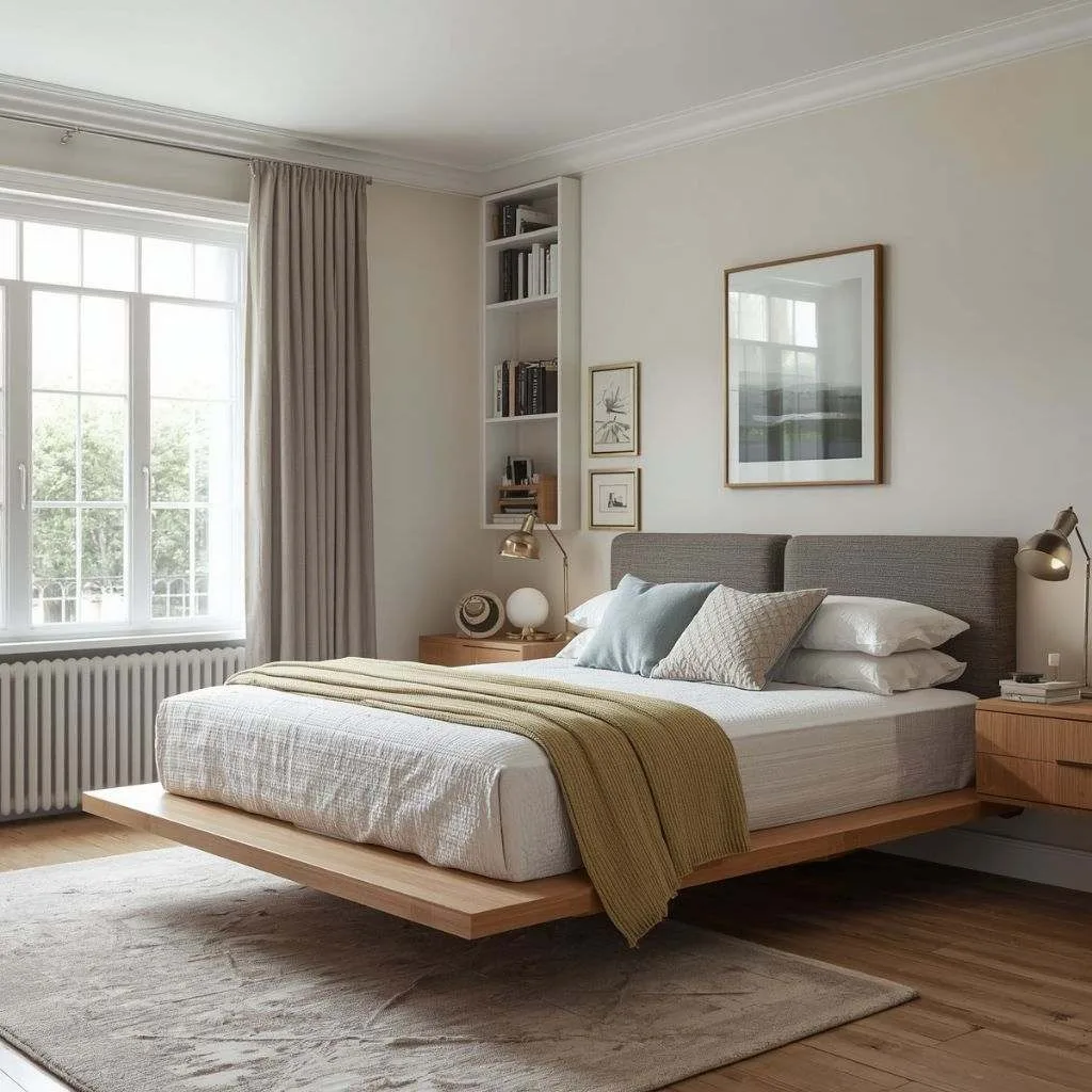 15 Small Bedroom Decor Ideas That Make Every Inch Count 3 Use a Floating Bed Frame to Free Up Floor Space