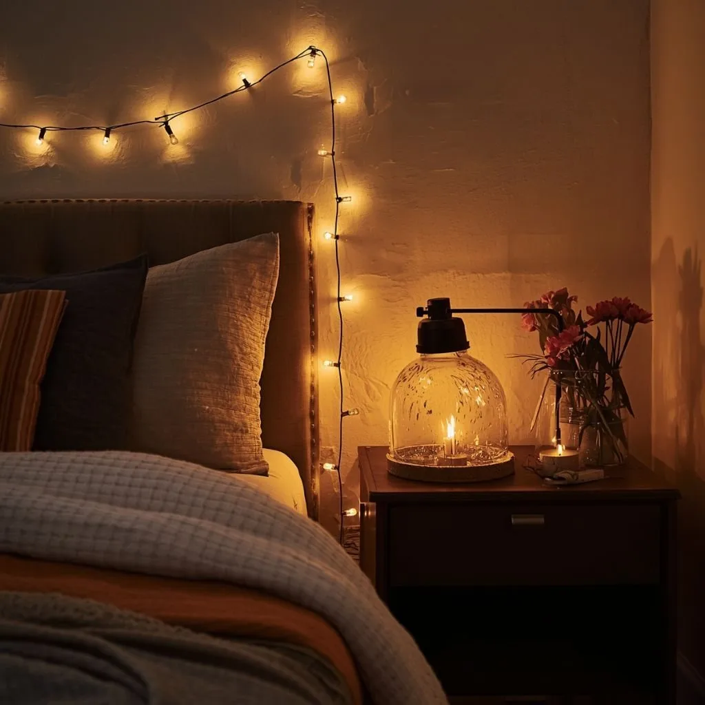 15 Fall Bedroom Decor Tips to Make Your Space Feel Cozy and Beautiful 5 Introduce Warm Accent Lighting