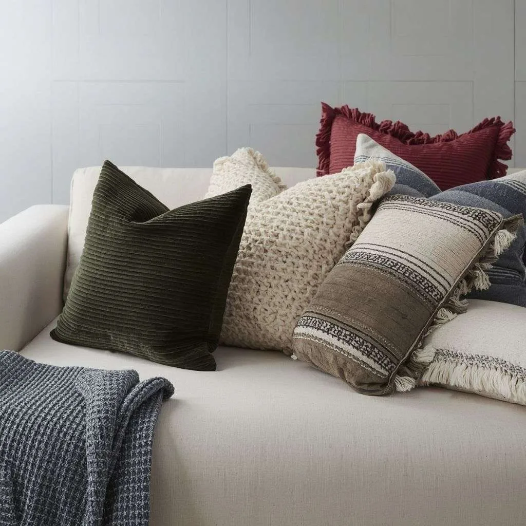 15 Fall Bedroom Decor Tips to Make Your Space Feel Cozy and Beautiful 9 Update Your Throw Pillows with Textured Fabrics