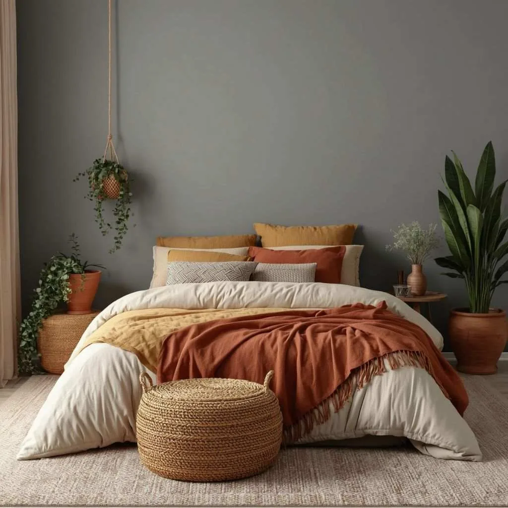 15 Grey Bedroom Ideas to Transform Your Space 8 Grey With Warm Earthy Tones