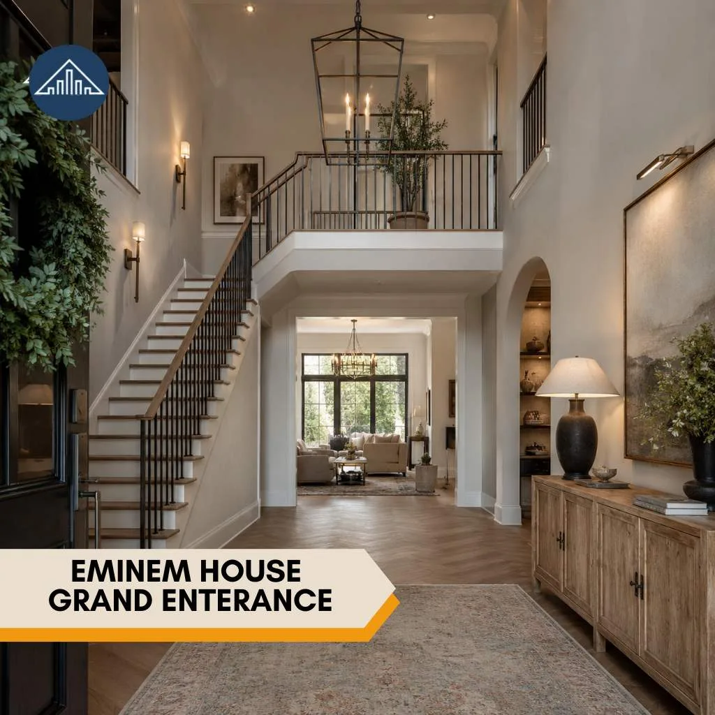 Eminem House: Inside His $1.48 Million Clinton Township Mansion 3 Eminem House enterance