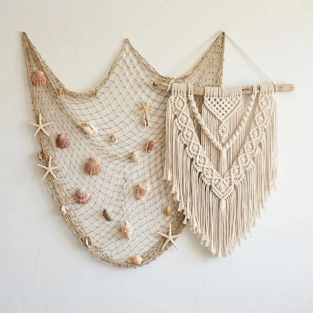 Fishnet and Macrame Wall Hangings