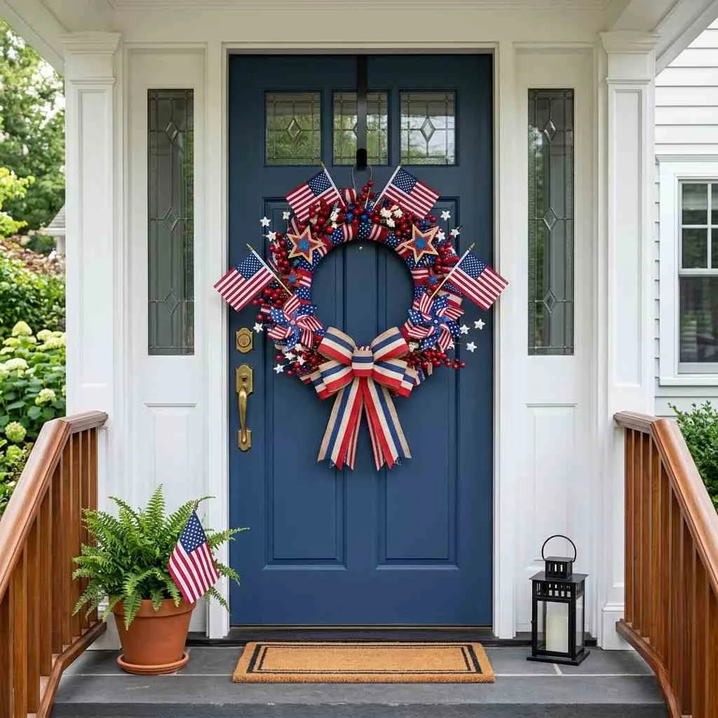 Patriotic Wreath on the Front Door