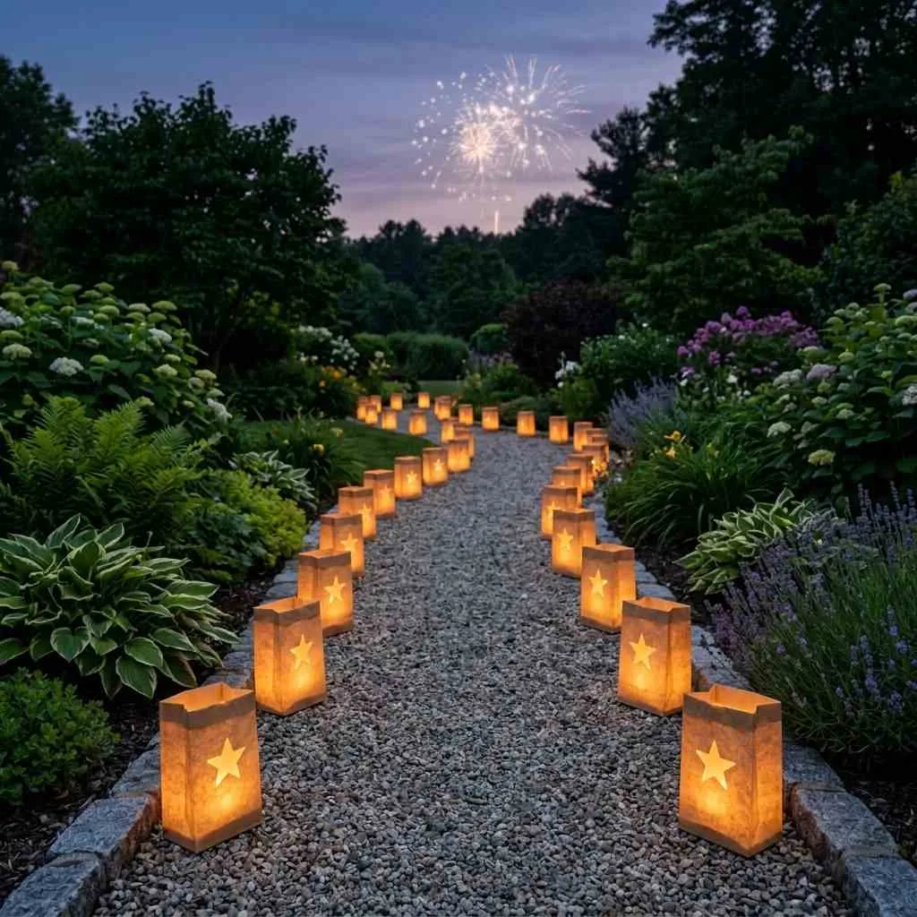 Luminaries Lining the Walkway