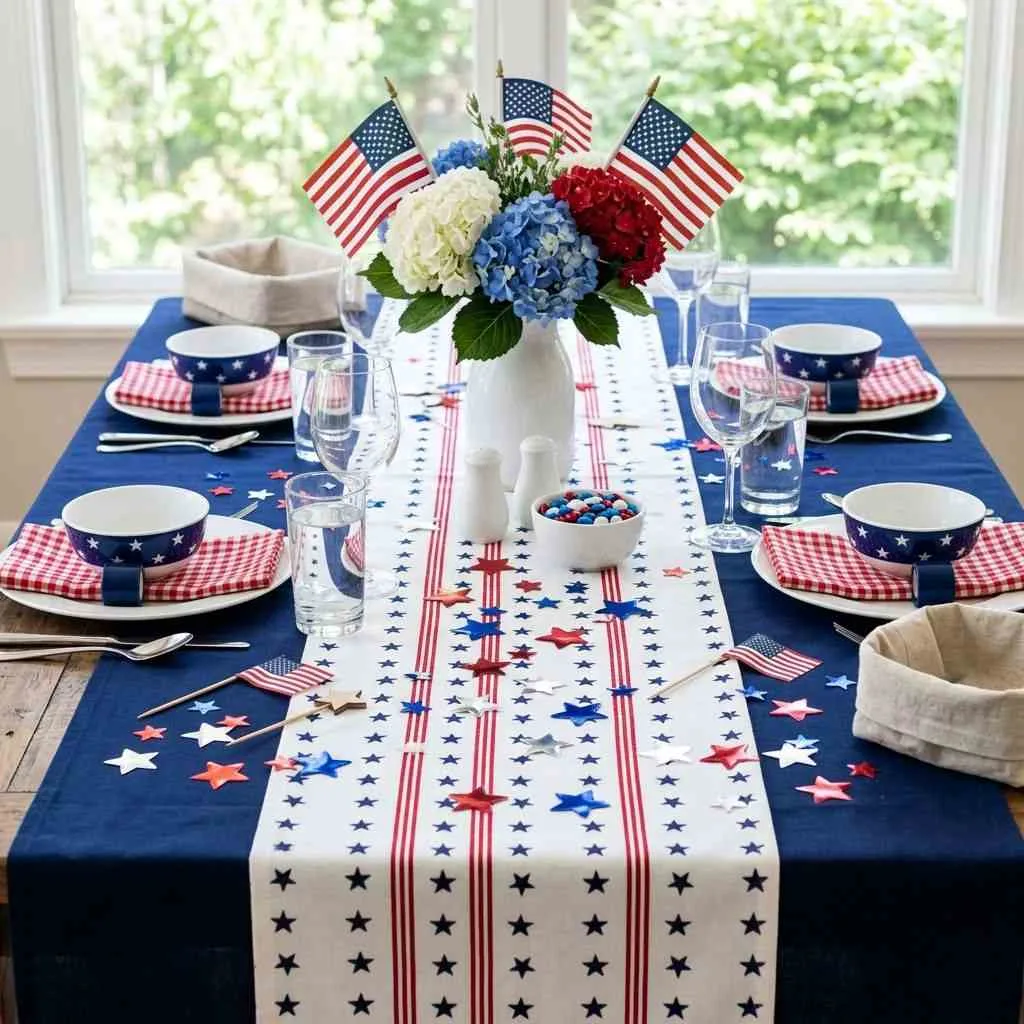 Star-Spangled Tablecloth Setup