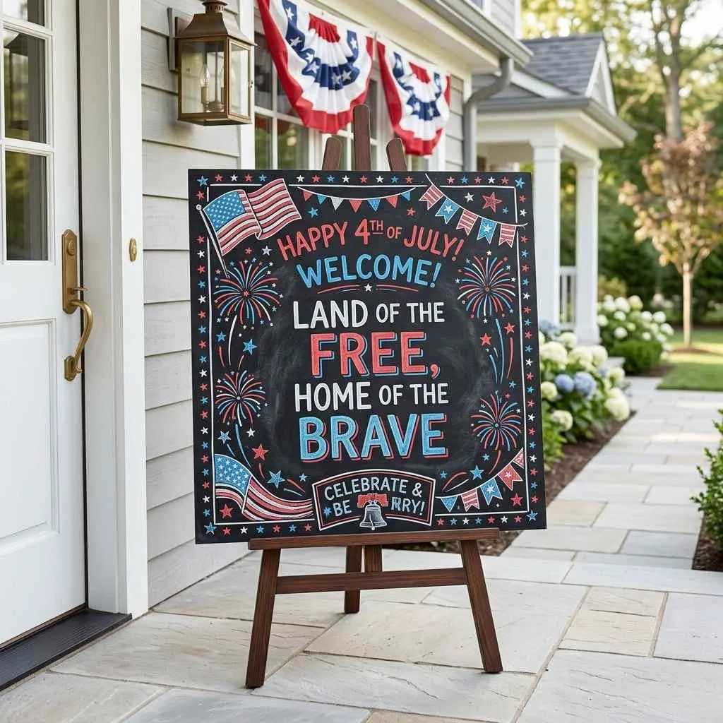 Patriotic Chalkboard Welcome Sign
