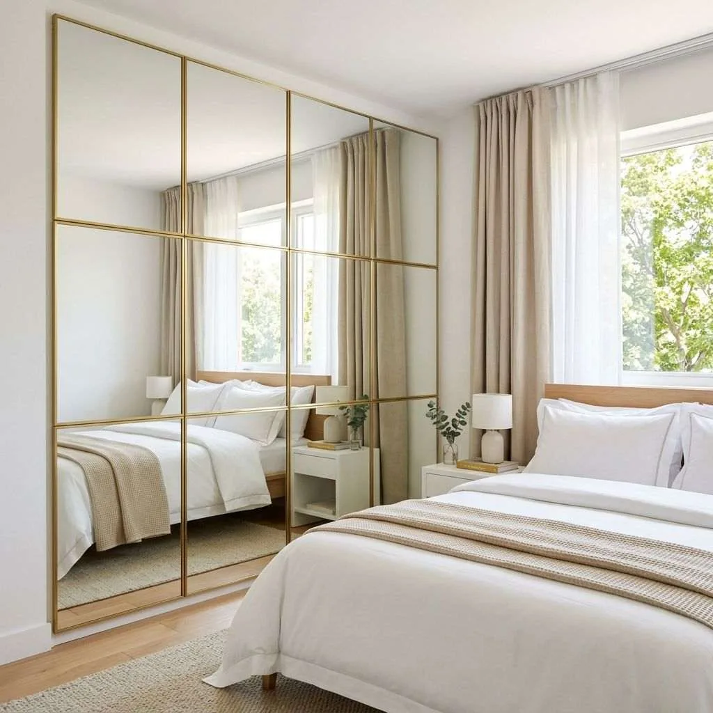 15 Aesthetic Small Bedroom Ideas for Teens 11 Mirror Wall for Visual Space