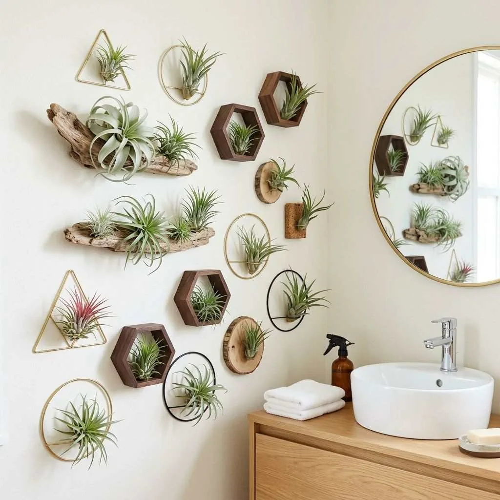 15 Bathroom Plant Decor Ideas That'll Transform Your Daily Routine 10 Mount Air Plants Directly on the Wall
