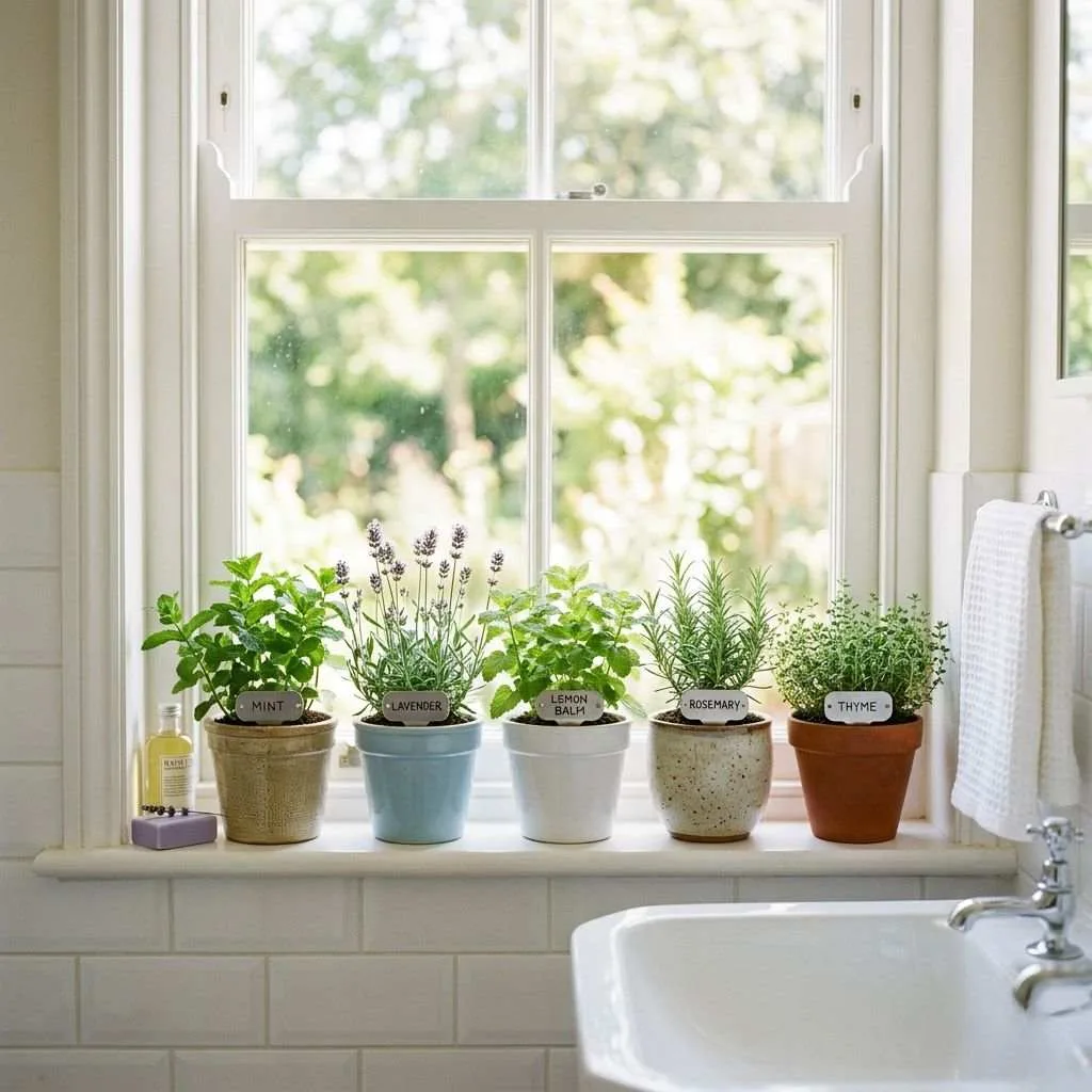 15 Bathroom Plant Decor Ideas That'll Transform Your Daily Routine 5 Create a Windowsill Herb Garden