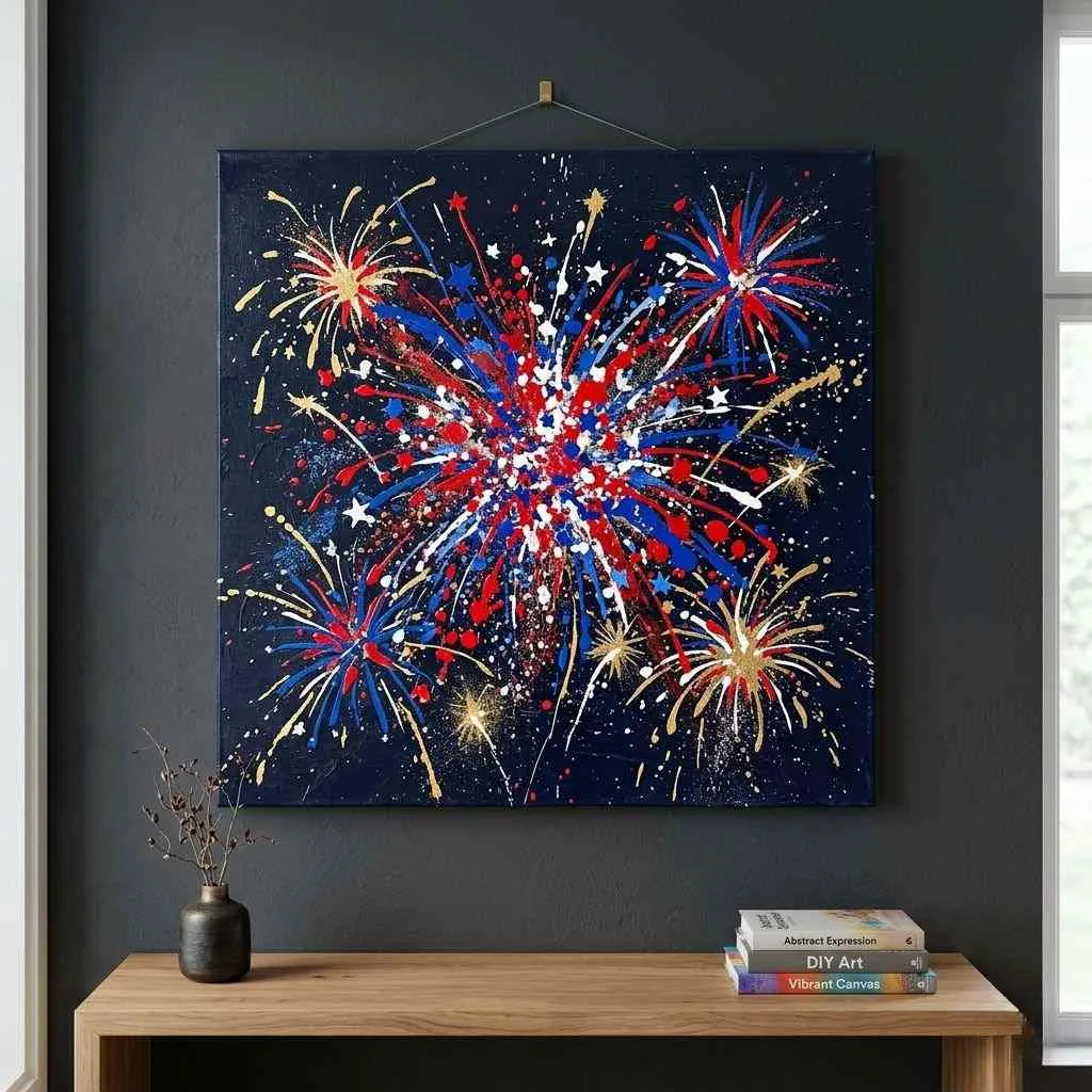 15 Beautiful 4th of July Home Decoration Ideas 6 DIY Firework-Inspired Wall Art