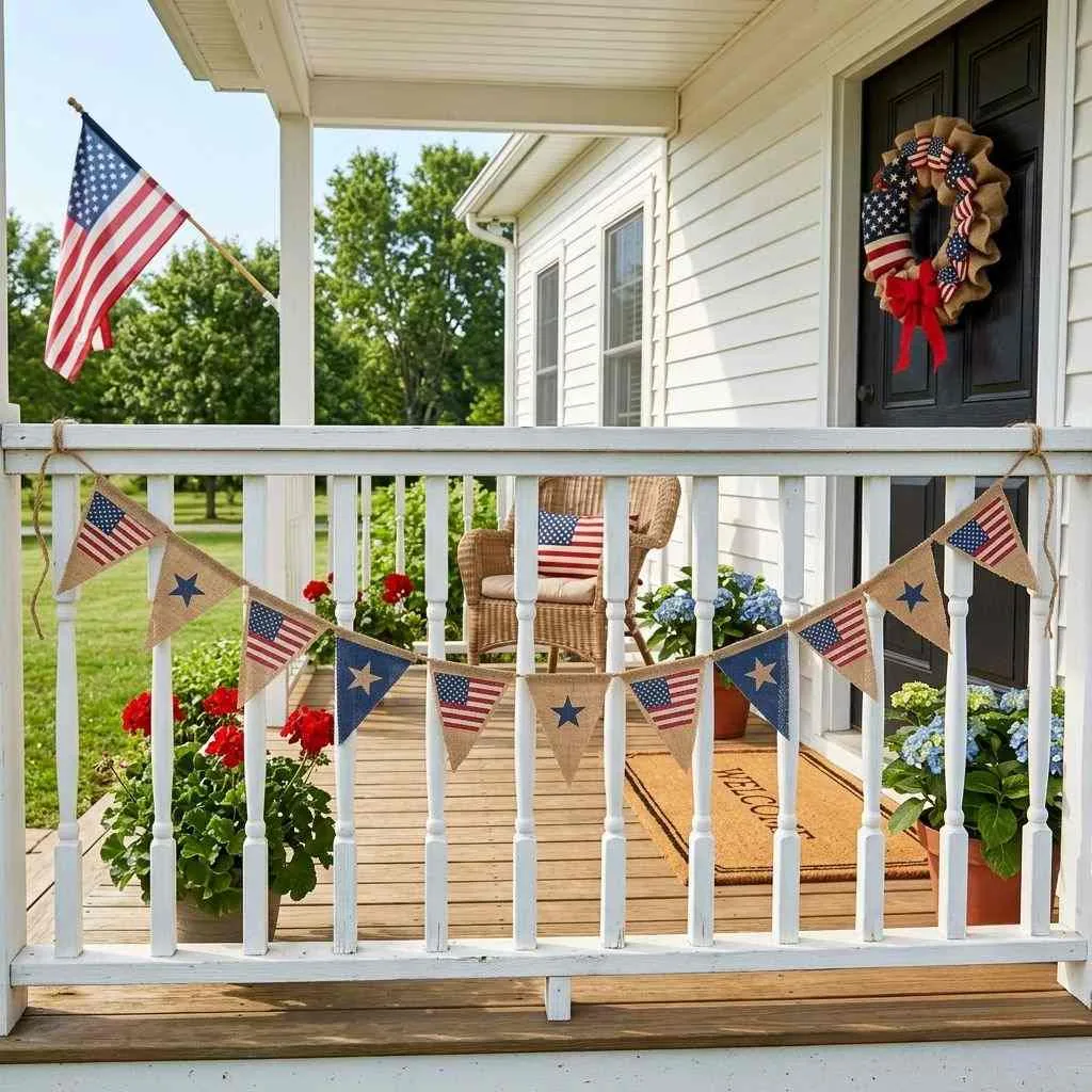 15 Beautiful 4th of July Home Decoration Ideas 2 Star-Spangled Front Porch Banner