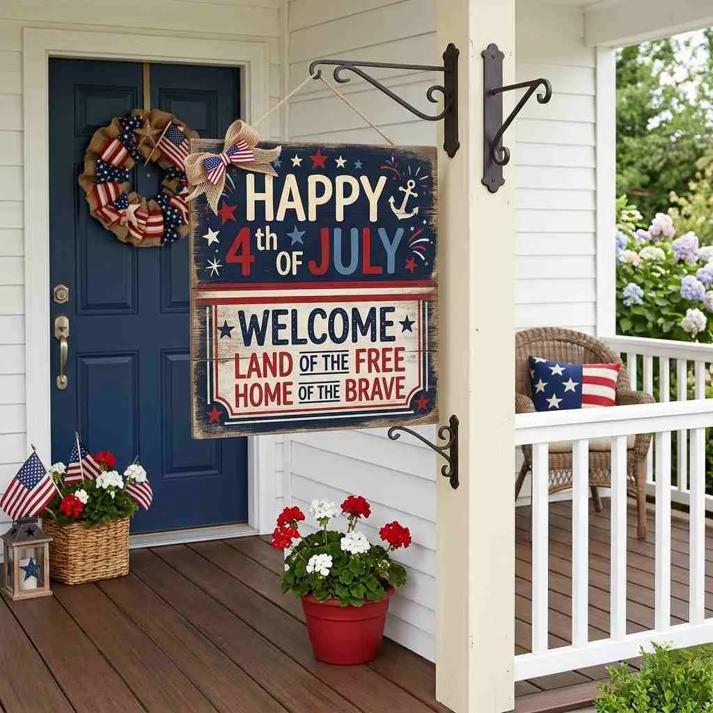 15 Beautiful 4th of July Home Decoration Ideas 13 Fourth of July Welcome Sign