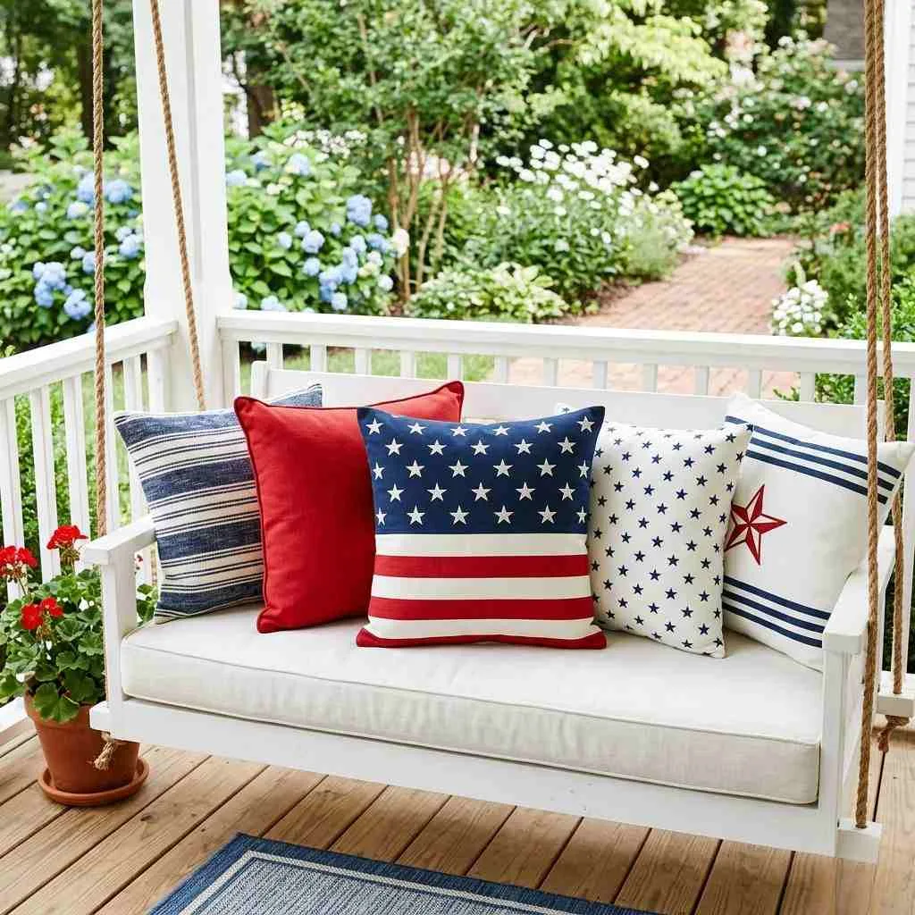 15 Beautiful 4th of July Home Decoration Ideas 12 Red, White, and Blue Throw Pillows