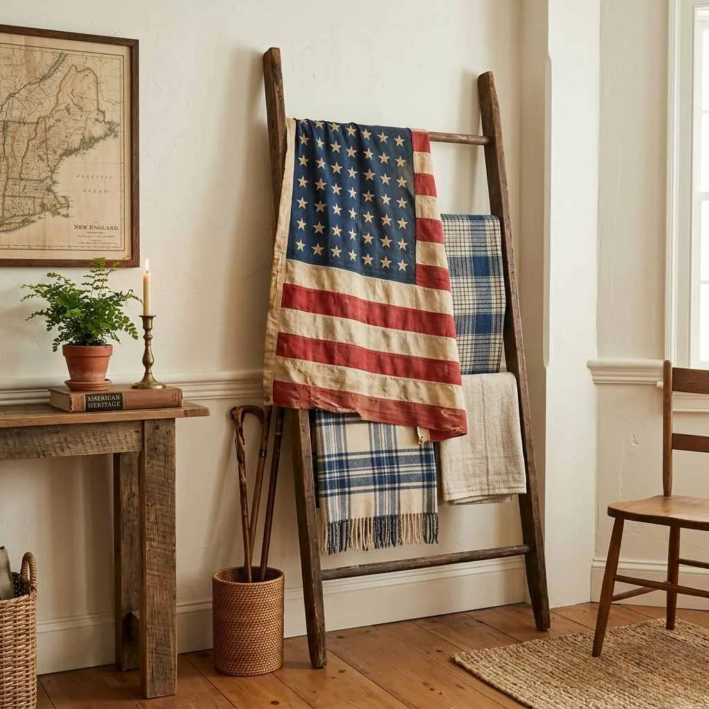 15 Beautiful 4th of July Home Decoration Ideas 10 Vintage Flag Display
