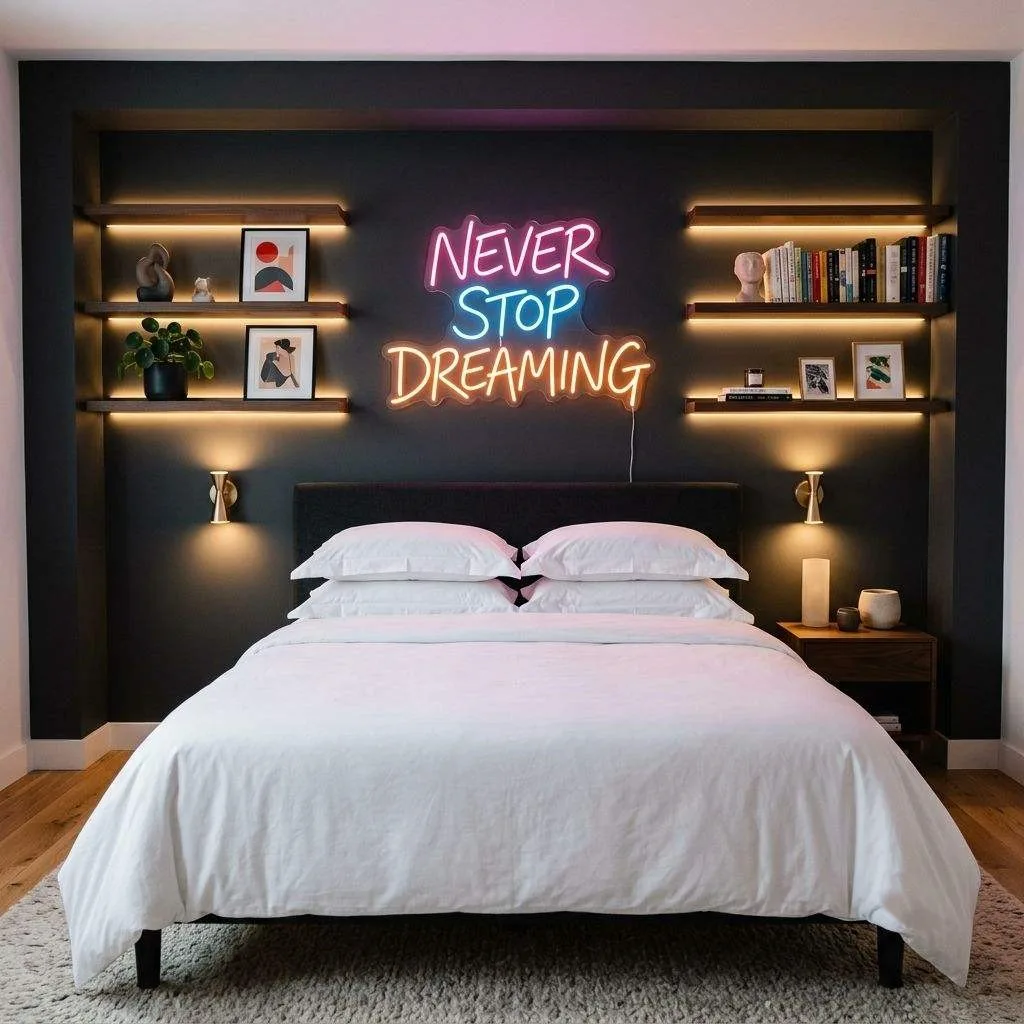 Neon Sign or LED Strip Light Feature Wall