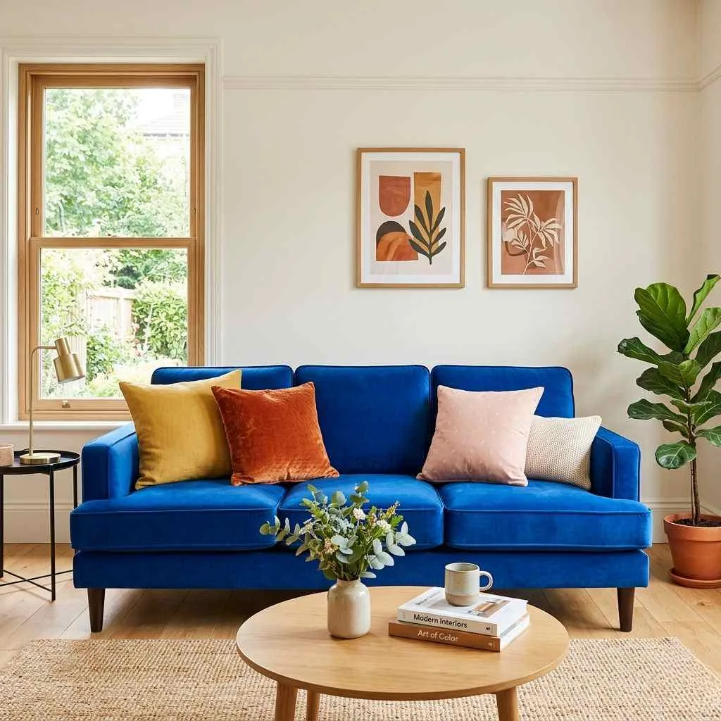 Bold Blue Sofa as the Star of the Show