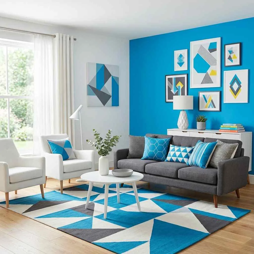 Cerulean Blue With Geometric Patterns for a Playful Modern Touch