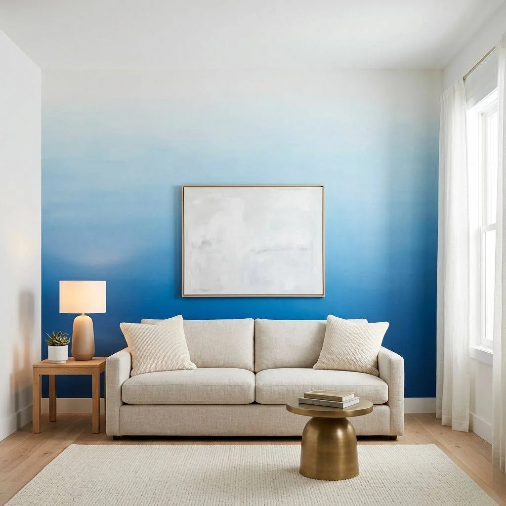 Soft Blue Ombre Walls for a Dreamy, Artistic Statement