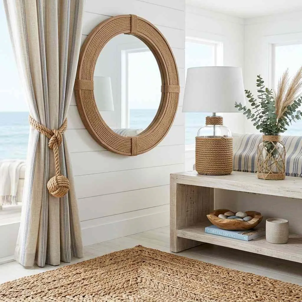 15 Coastal Summer Home Aesthetic Decor Ideas 7 Rope and Jute Details