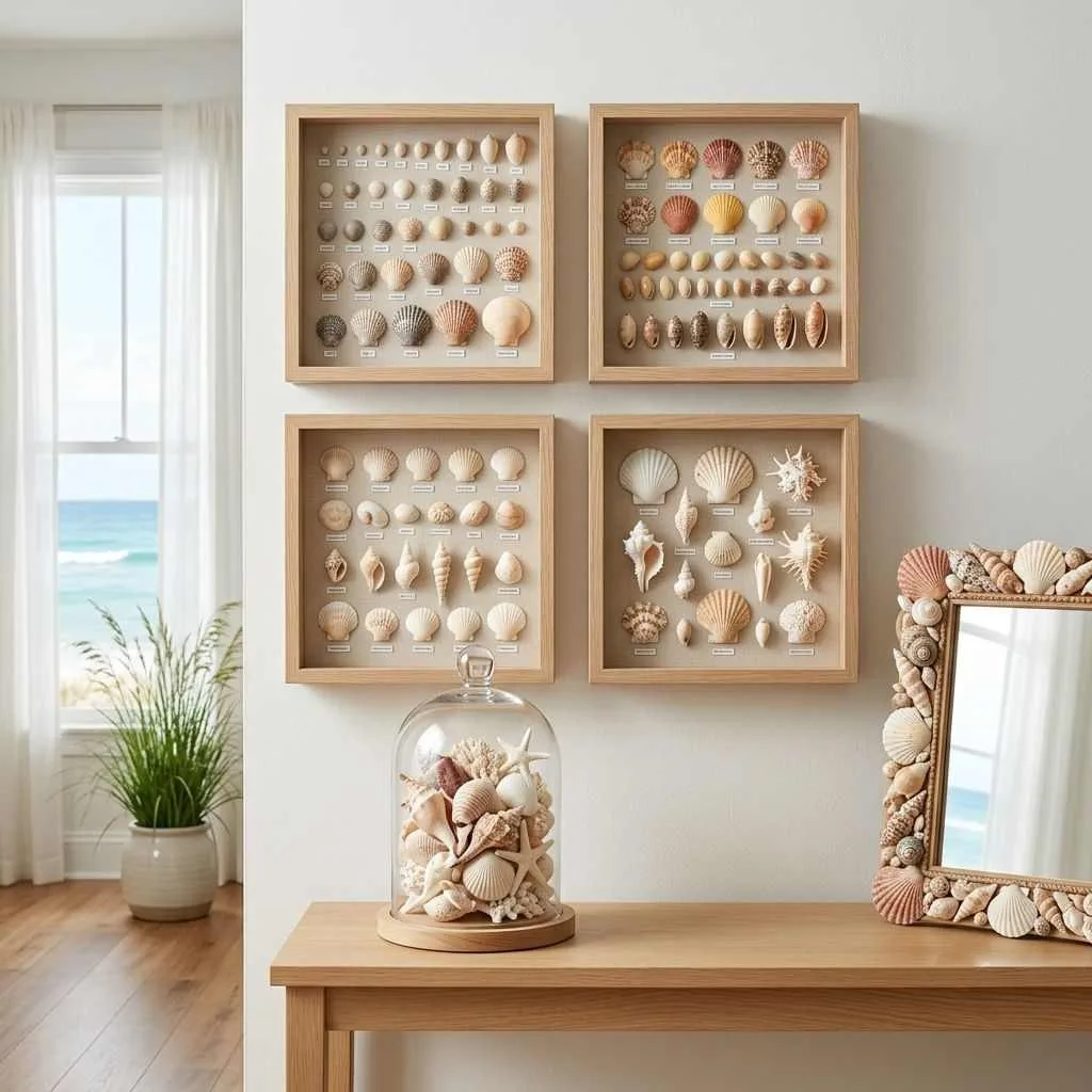 15 Coastal Summer Home Aesthetic Decor Ideas 4 Seashell Display Collections
