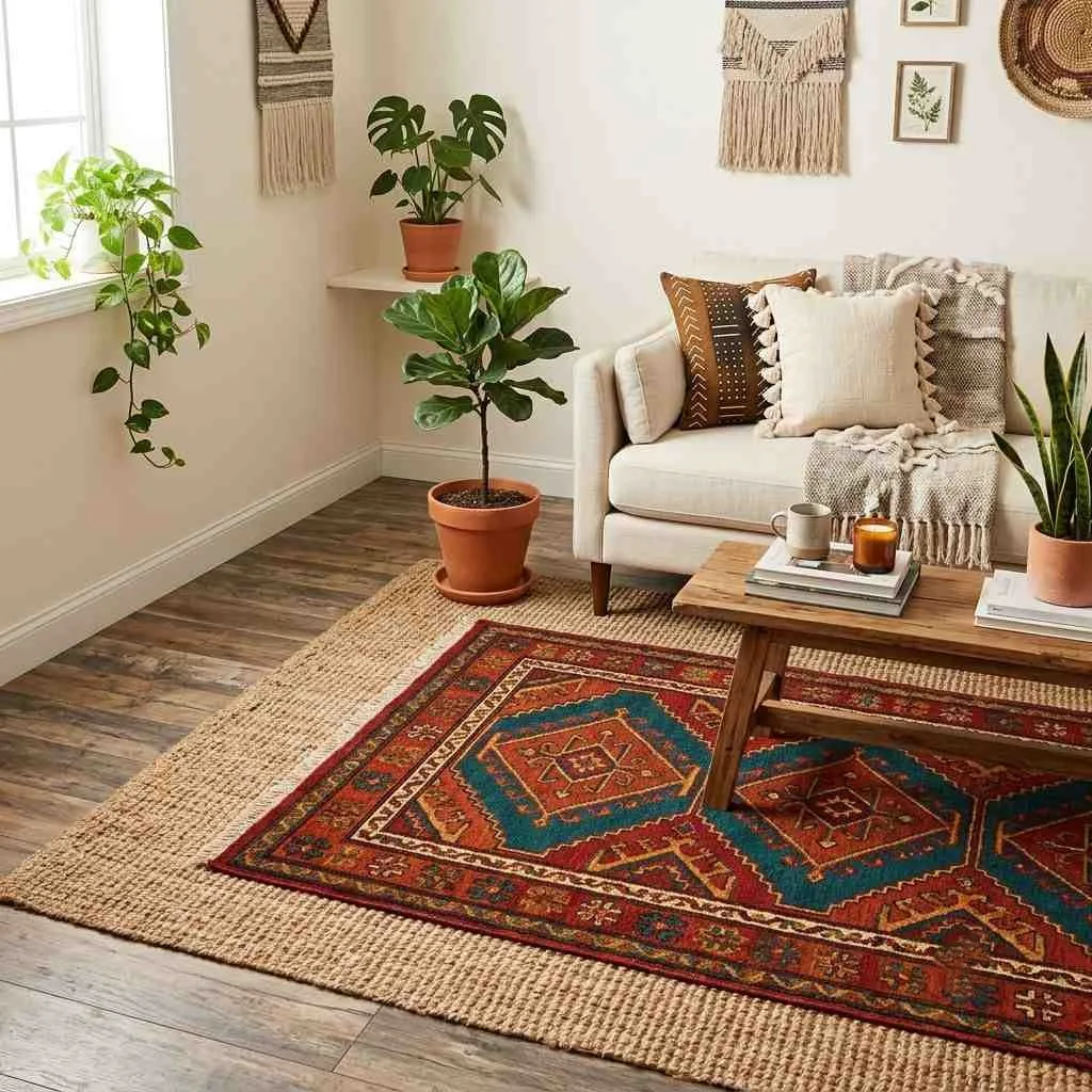 Layer Colorful Rugs for a Boho Chic Vibe