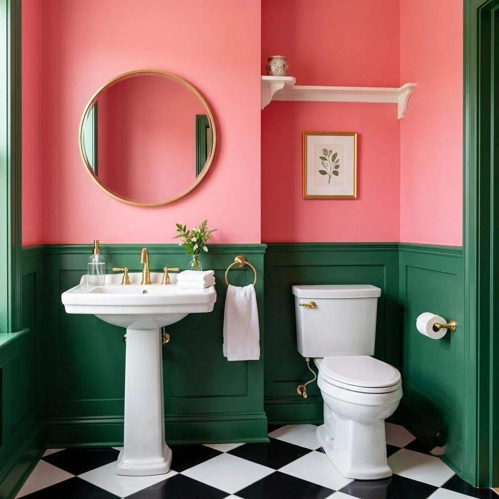 14 Colorful Summer Home Interior Designs to Brighten Your Space 6 Watermelon Pink Powder Room