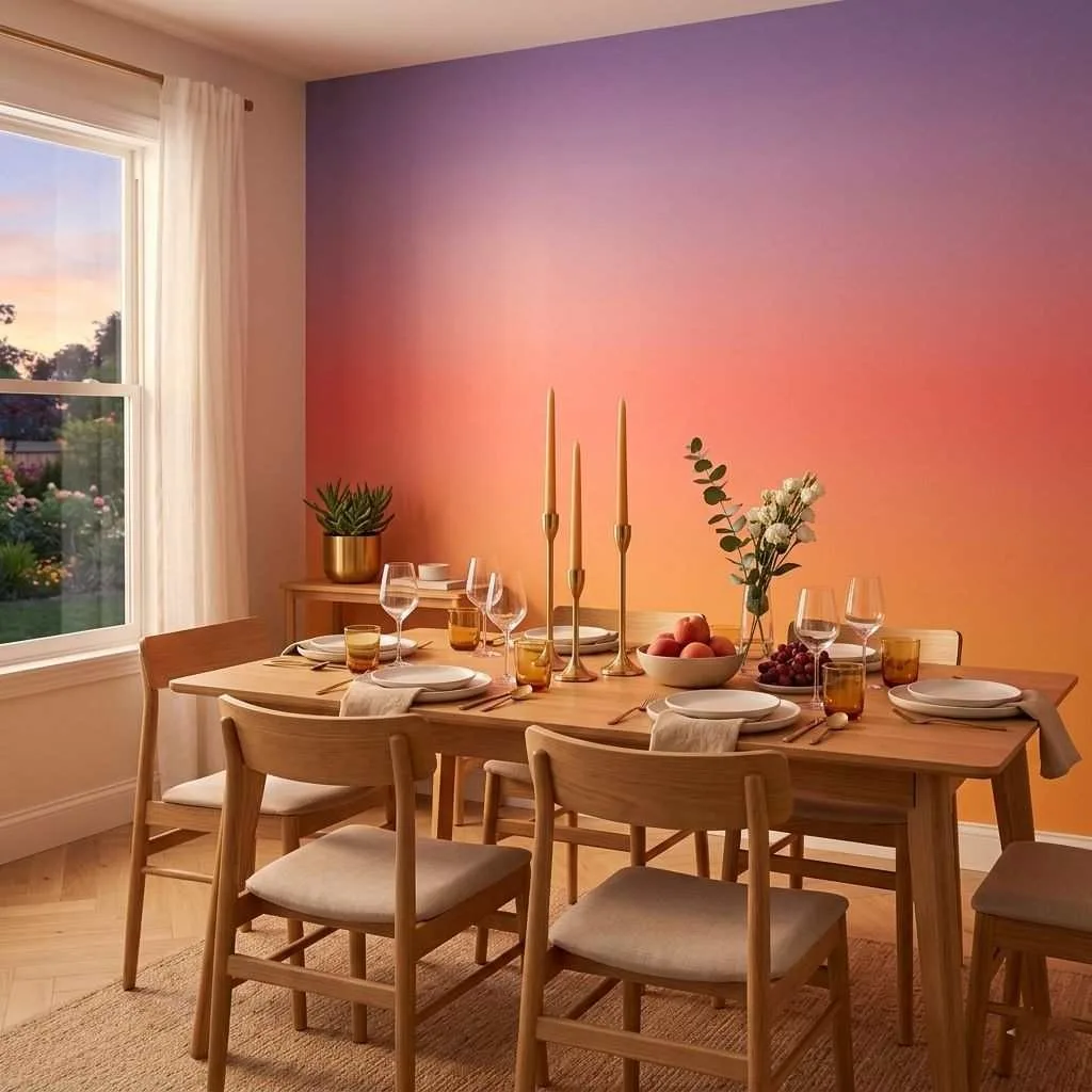 14 Colorful Summer Home Interior Designs to Brighten Your Space 5 Sunset Ombre Dining Room
