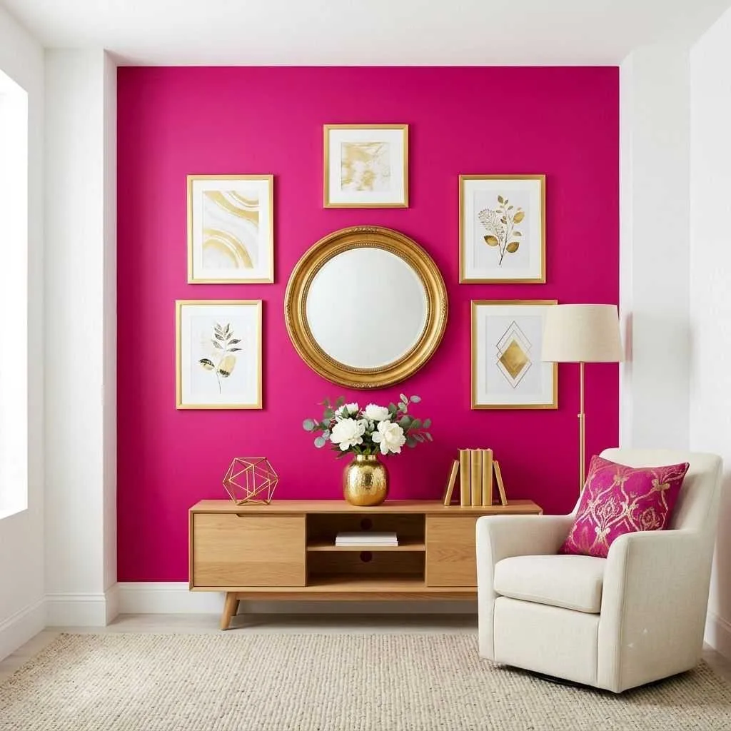14 Colorful Summer Home Interior Designs to Brighten Your Space 12 Fuchsia and Gold Accent Wall