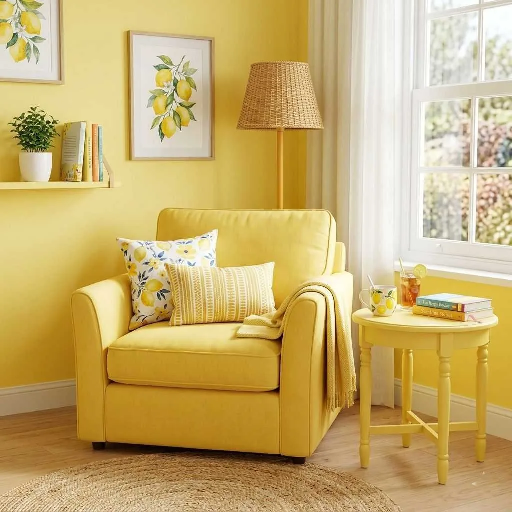 14 Colorful Summer Home Interior Designs to Brighten Your Space 11 Lemon Yellow Reading Nook
