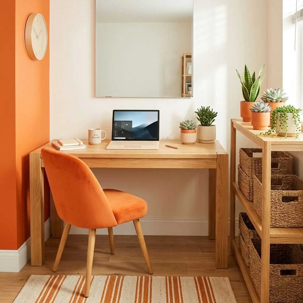 14 Colorful Summer Home Interior Designs to Brighten Your Space 9 Tangerine Dream Home Office